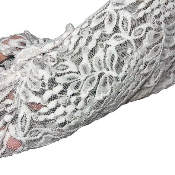 Gabriella Womens Top One Size Gray Lined Lace Long Sleeve Casual matching scarf - Picture 12 of 12